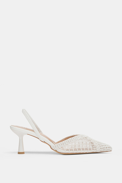 selin shoes Ravelle Πλεκτό με Μυτερή Μύτη Δαντέλα Γυναικείο Παπούτσι με τακού...