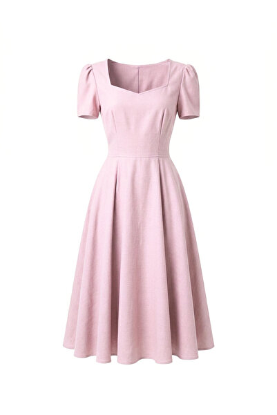 Retrobird Σχέδιο Matilda Μακρύ Γυναικείο Φόρεμα Ροζ