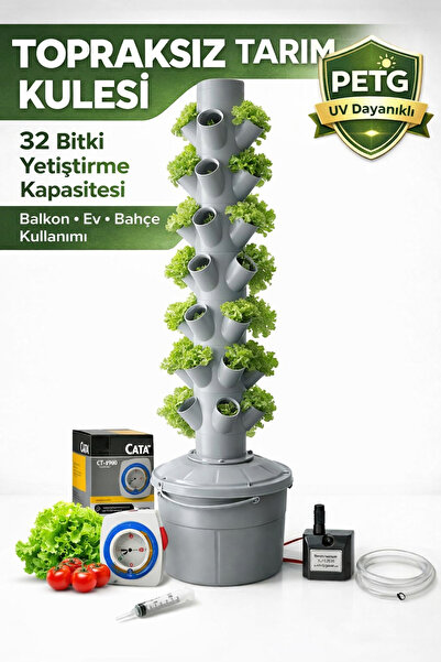 MAXIFARMTR 32 Bitkilik Dikey Tarım Sistemi - Hidroponik Topraksız Tarım Kulesi