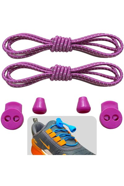 Foottab أربطة حذاء مرنة عملية مقاس 100 سم باللون الأرجواني