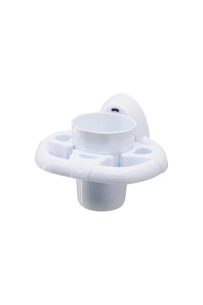 Go İthalat حامل فرشاة الأسنان من البلاستيك الأبيض اللاصق - مثبت على الحائط