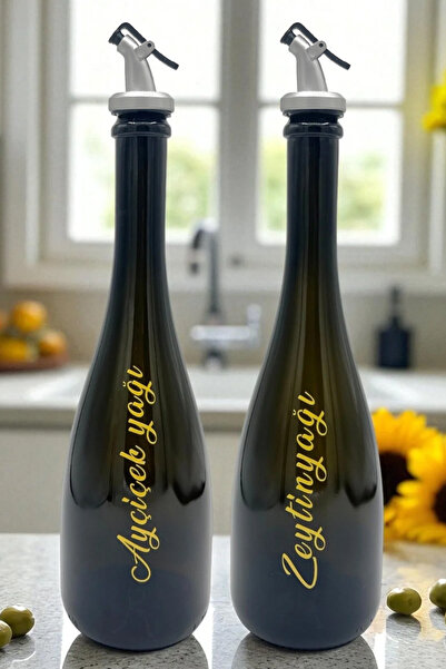 Bohhem Amber 2'li 750 Ml Zeytinyağı Ayçiçekyağı Şişesi Yağdanlık Yağlık Amber...