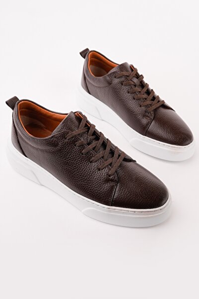 MUGGO Leons Genuine Leather Men's Thick Sole Lace-Up Daily Casual Sneakers