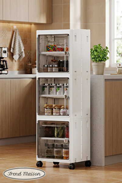 Trend Maison Çok Amaçlı Tekerlekli 3 Katlı Organizer Dolap Banyo Mutfak Sakla...