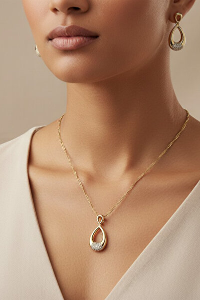 XUPING JEWELRY Stil Incisi/Xupıng Jewelry 14 Ayar Altın Kaplama Damla Zirkon ...