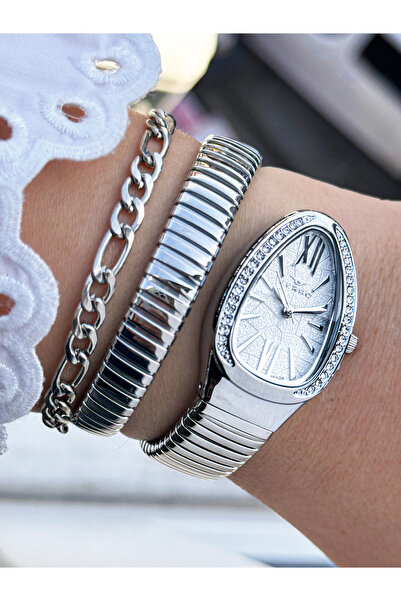 FERRO ساعة يد نسائية بحزام فولاذي فضي FL40154A-A 3ATM مقاوم للماء مع ضمان لمد...