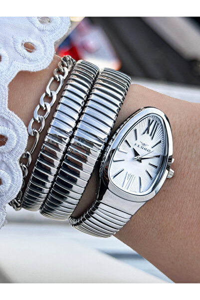FERRO Silver Steel Cord Women's Wristwatch Fl40167A-A 3Atm Waterproof with 2 ...