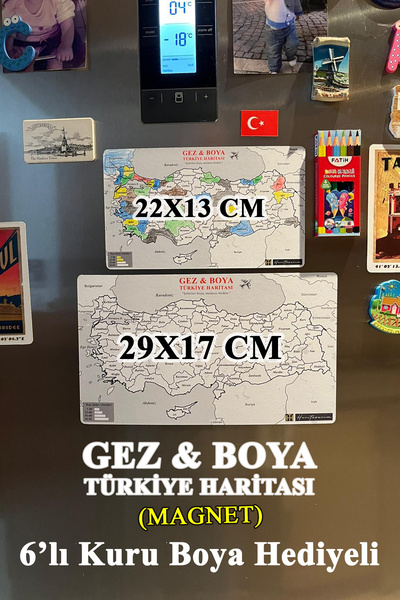 HariTasarım Gez Boya (Büyük Boy) Türkiye Haritası Magnet – Mıknatıslı 81 İl S...