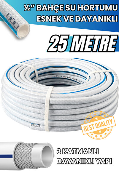 GİVY 25 Metre Yüksek Kaliteli Örgülü Hortum Sulama Hortumu | Esnek ve Dayanık...