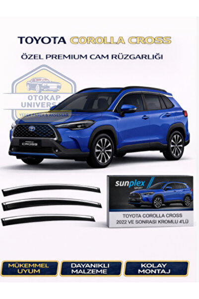 SUNPLEX Toyota Corolla Cross 2022 Ve Sonrası Kromlu Cam Rüzgarlığı Takım 4 Lü...