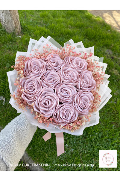 Buketim Seninle Buchet de trandafiri din satin, care nu se decolorează, în cu...