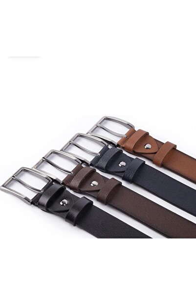 Bosskan Black Genuine Leather Belt Compatible with Denim Fabric Canvas Pants