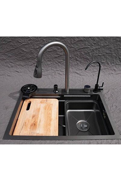 Lavisse 60x45 Bal Peteği Akıllı Mutfak Eviyesi Kesme Tahtası, Basket, Sabunlu...