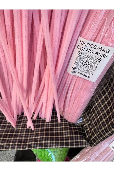 Florella ŞÖNİL 100 LÜ PEMBE A056 RENK KOD 30 CM -🛍️ YOĞUN TÜYLÜ HOBİ ÇUBUĞU ...