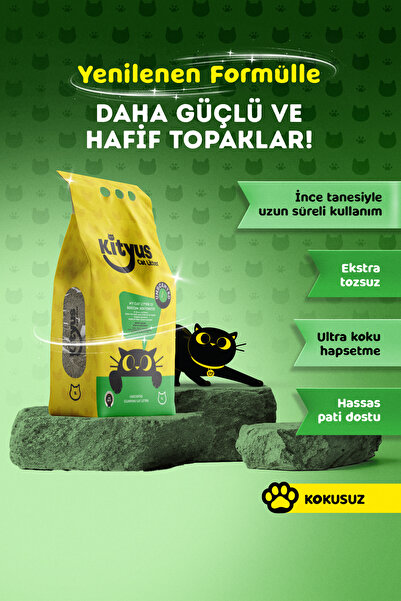 Kityus Hassas Kediler Için Tozsuz,topaklanan, Kokusuz Bentonit Kedi Kumu 5kg