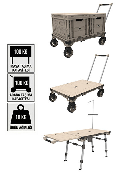 Mikayra FCT50 100Kg Kamp Masası ve Yük Taşıma Aracı