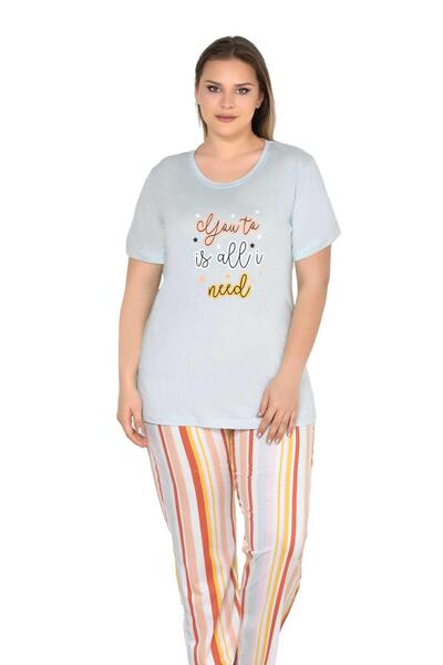 Alperi Plus Size Oversized Short Sleeve Pajama Set B78-109