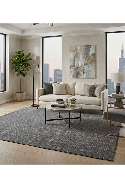 Ceremonyhome Gri Düz Renk Oturma Odası Halısı Ve Salon Halısı