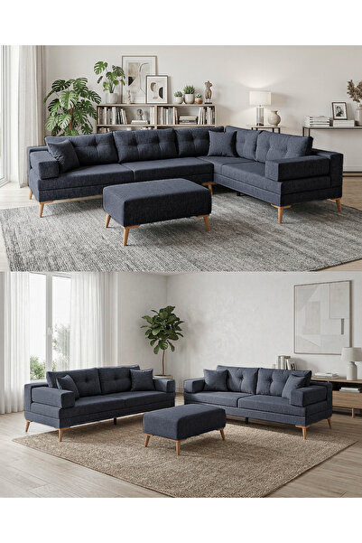 Velura Home & Living Zeri Modüler Yataklı Koltuk Takımı & 2 Adet Üçlü Kanepe ...