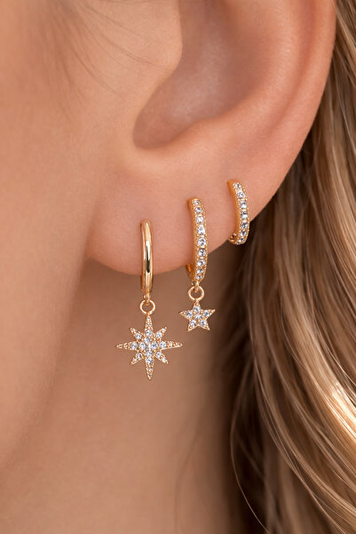 Sacce Scarves&Accessories Kutup Yıldızı Üçlü Set Küpe