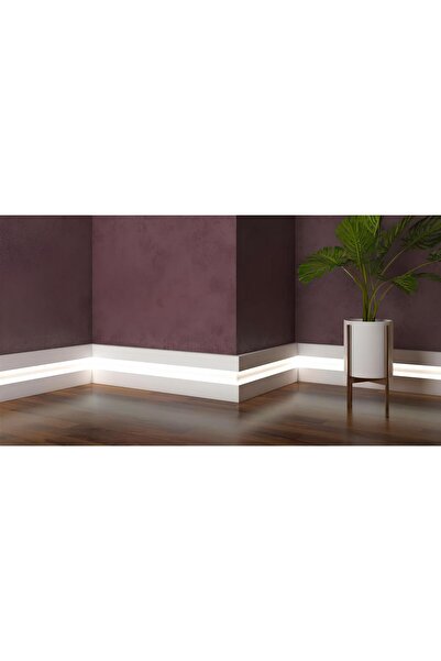 PashaDekor Effect Serisi 12 Cm Lake Beyaz Led Kanallı Ledli Pvc Süpürgelik