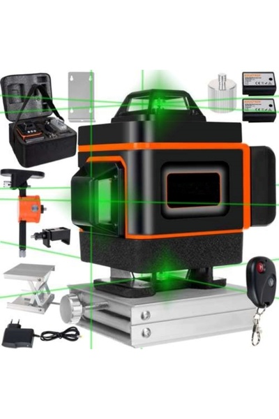 KESNUP Πράσινο αλφάδι λέιζερ, 16 γραμμές, μέτρηση 4D, μαύρο