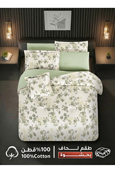 Melen طقم مفرش سرير صيفي مفرد ونص قطن 100% - 4 قطع - يناسب سرير بمقاس 200x120...