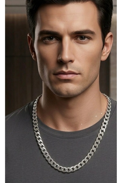 Açıkmeşe Ev Yaşam Ürünleri Cuban Zincir Erkek Kolye – Diamond Cut Tırtıklı Cu...