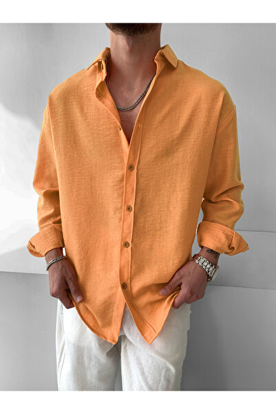 NO1 KONSEPT Cămașă Orange Muslin in cu mânecă lungă supradimensionat