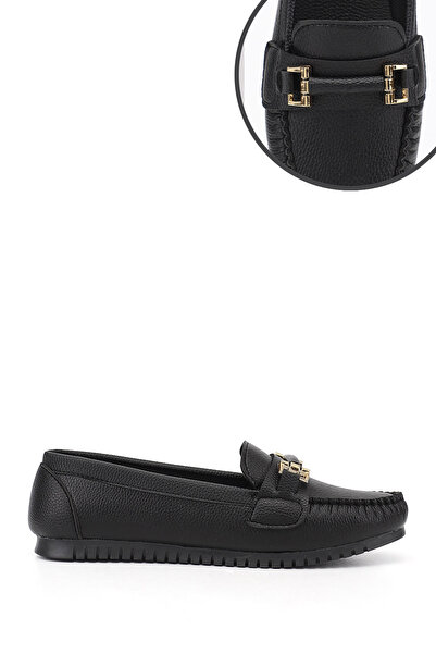 GÖNDERİ(R) Women's Black Flat Sole Buckled Ballet Flats