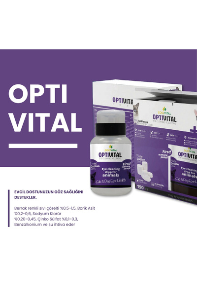 Zoovital Optivital Göz Solüsyonu 150ml - (aseton Pompalı) Disk Pamuk Hediyeli