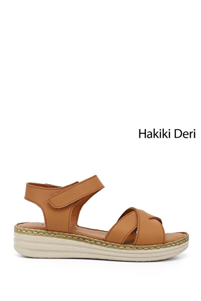 GÖNDERİ(R) Γυναικεία πέδιλα άνεσης από γνήσιο δέρμα με λουράκια Velcro και σφ...