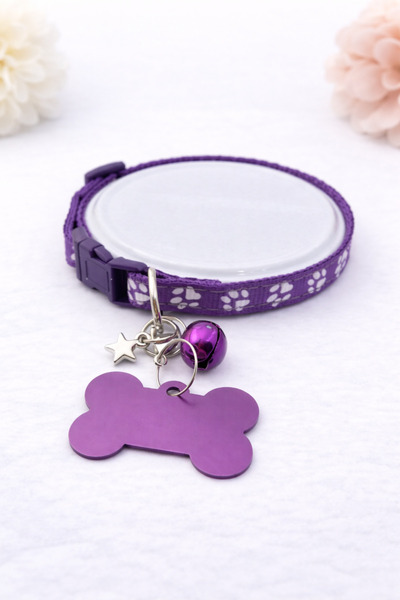 Stora Mor Patili Ayarlanabilir Kedi tasması Küçük Irk Köpek Tasması Kişiye Öz...
