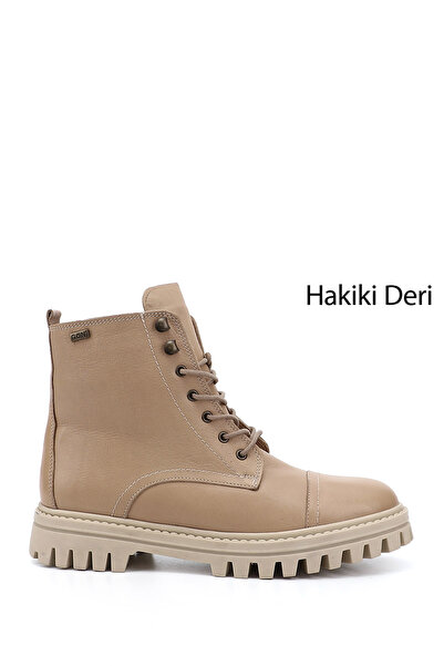 GÖNDERİ(R) Kadın Nude Fermuarlı Termo Taban Hakiki Deri Postal Bot