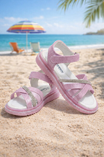 ORELİON Κοριτσίστικα παπούτσια με χιαστί λουράκια και πέτρες Σανδάλια – Velcr...