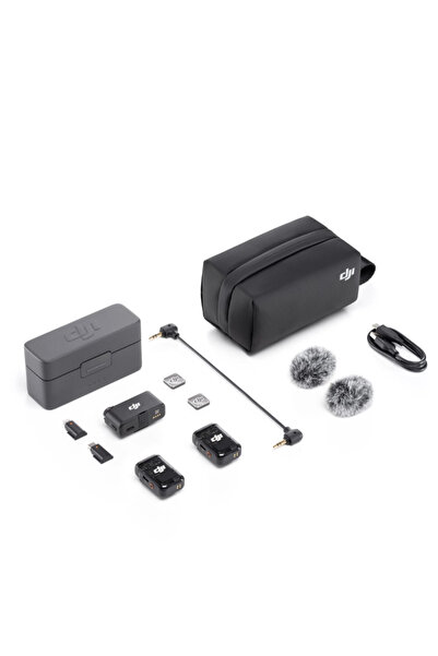 DJI ميكروفون (علبة شحن 2 TX + 1 RX)، ميكروفون لافاليير لاسلكي، مدى 250 مترًا ...