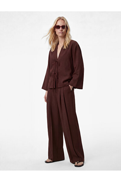 Koton modal Pantaloni cu fustă largă, cu detalii din material textil plisat