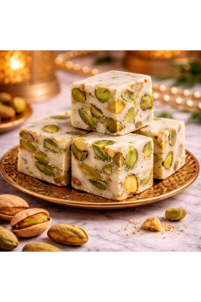 Şam Kahvesi Şam Lokum , Antep Fıstıklı Duble Beyaz Lokum 250g