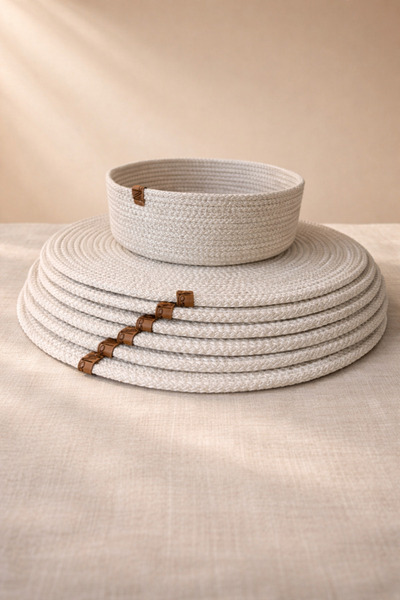 Naspar Σετ 6 τεμαχίων από ανοιχτόχρωμο βιζόν/ Αμερικανικό σερβίρισμα/ Παρουσί...