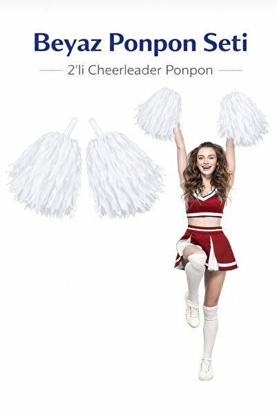 Janissary Beyaz Renkli 2'li 23 Nisan Ponponu Amigo Gösteri Okul Ponpon Parlak...