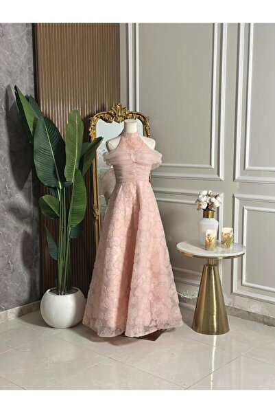 vanus fashion 6854- فستان وردي أنيق بتفاصيل ناعمة ولمسة فاخرة