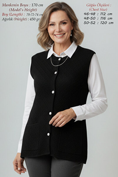 Laden Women's Soft Steel Knitwear Plus Size Thick Winter Black Mother Vest