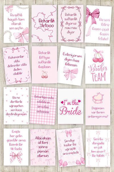 Pankart Evi بطاقات شعار حفلات توديع العزوبية 16 قطعة للعروس لتكون زفافًا قبل ...