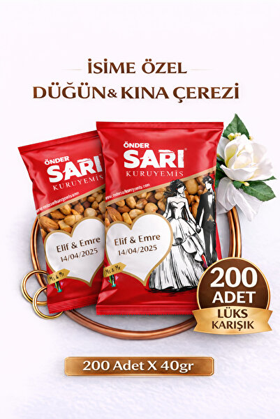 Önder Sarı Kuruyemiş Lüks Karışık Düğün Ve Kına Çerezi Kişiselleştirebilir Ku...