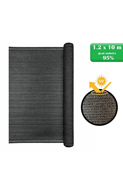 Strend Pro Shade net, HDPE, 230 g/m2, shade rate 95%, anthracite, 1.2x10 m