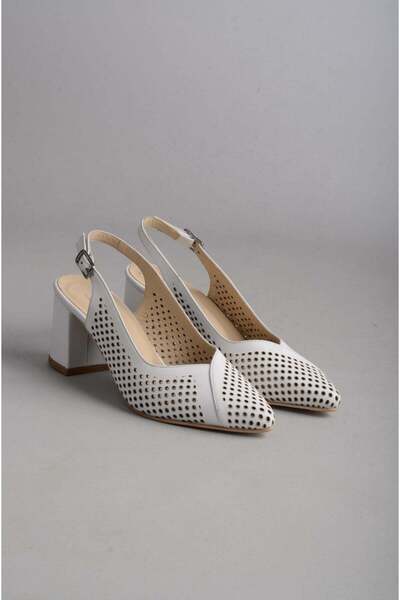 SEÇ KUNDURA SEÇ 991 PANTOF DE FEMEIE CU TACĂT PIELE VERITĂ (Toc: 7,5 cm) ALB