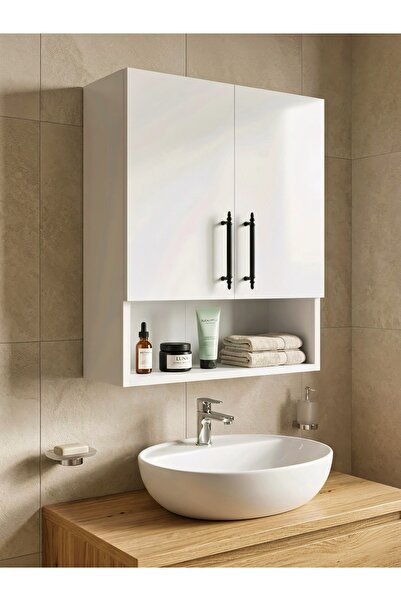 Asude Home 2 Kapaklı Banyo Dolabı, Çok Amaçlı Dolap, Ecza Dolabı, Ofis, Hol, ...