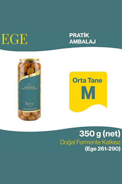 Livvy Premium Foods,Since 1962 EGE Çizik Yeşil Zeytin 350 g Doğal Fermente Az...