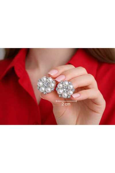 İMREN AKSESUAR Μεταλλικό κουμπί 2 εκ. με πέτρες μαργαριτάρι και κρύσταλλο 2 τ...