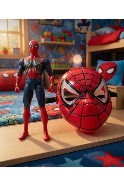 ZİVENTA Avengers Işıklı Örümcek Adam Maske Ve Figür Oyuncak Seti Karakter Spi...